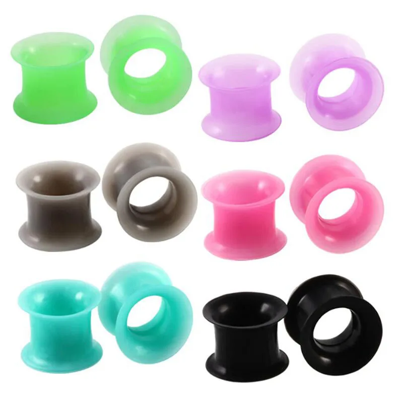 Ybollar 3-20mm 11 Pairs Silicone Plugs and Tunnels Flexible Thin Ear Tunnel Double Flared Piercing Flesh Gauge Expander | Украшения и