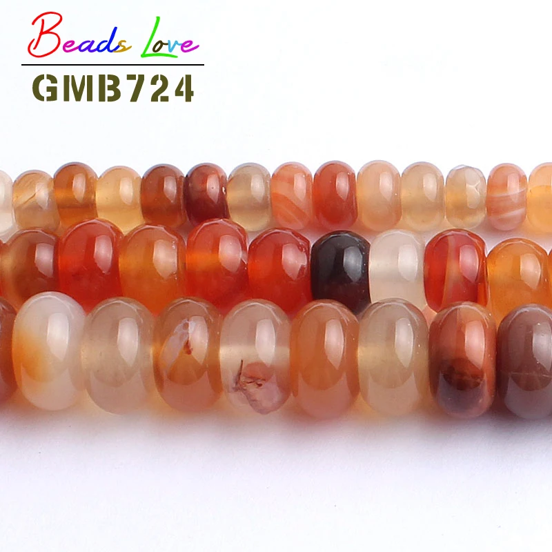 Бусины Из Натурального Камня Красный сердолик бусинки из камня Рондель черный