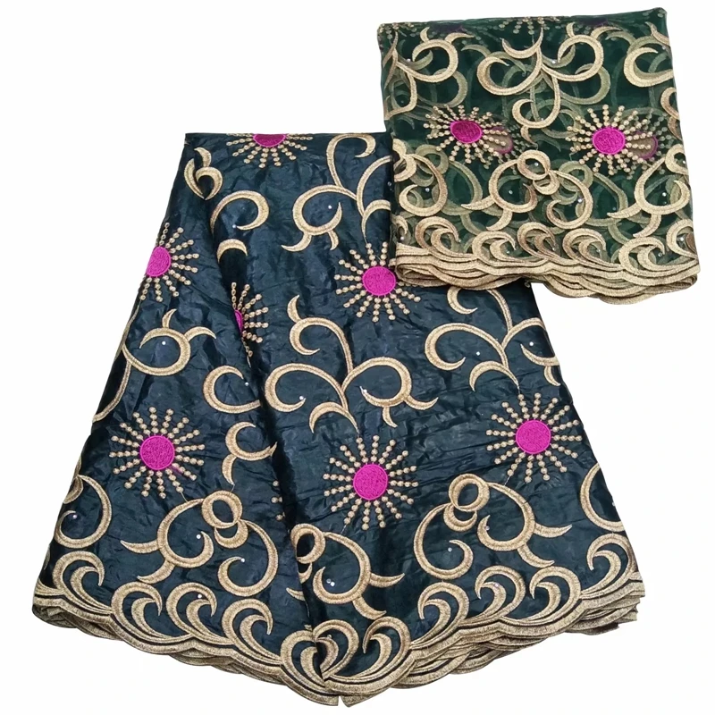 

2019 african embroidery clothes beautiful cheap dashiki bazin riche lace beading top quality nigerian gele headtie 5+2yards/lot