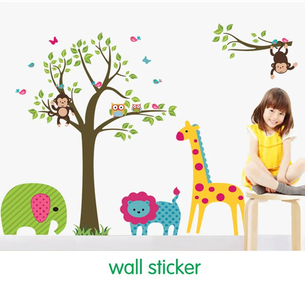 Vinyl wall stickers owl tree giraffe children baby home decor wall paper adhesive adhesive deco new, large adhesive art