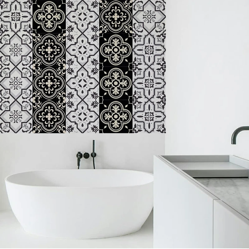 Стикеры на стену в арабском стиле Retro Tile 3D для ванной комнаты, кухни и домашнего декора самоклеящиеся размером 20x100 см.