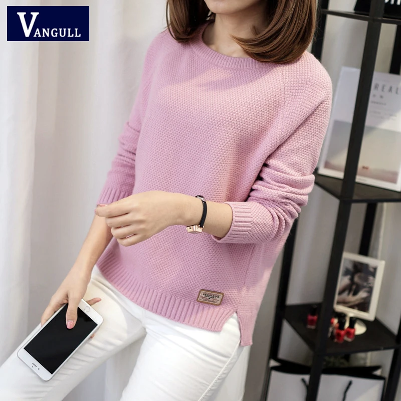 Fashion Casual Women's Clothing 2018 Autumn & Winter O-Neck Knitting Female Pullover Appliques Solid Thick women Sweaters | Женская