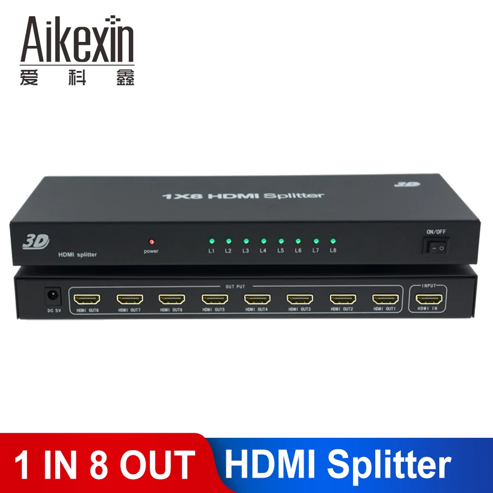 Разветвитель Aikexin 1080P 8 каналов HDMI портов 3D 1X8|hdmi splitter 8|hdmi splitterhdmi video |
