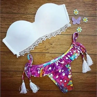 

Лидер продаж 2016, новинка, Женский бандажный комплект бикини пуш-ап, бюстгальтер с мягкими чашечками, треугольный купальник в полоску, купаль...