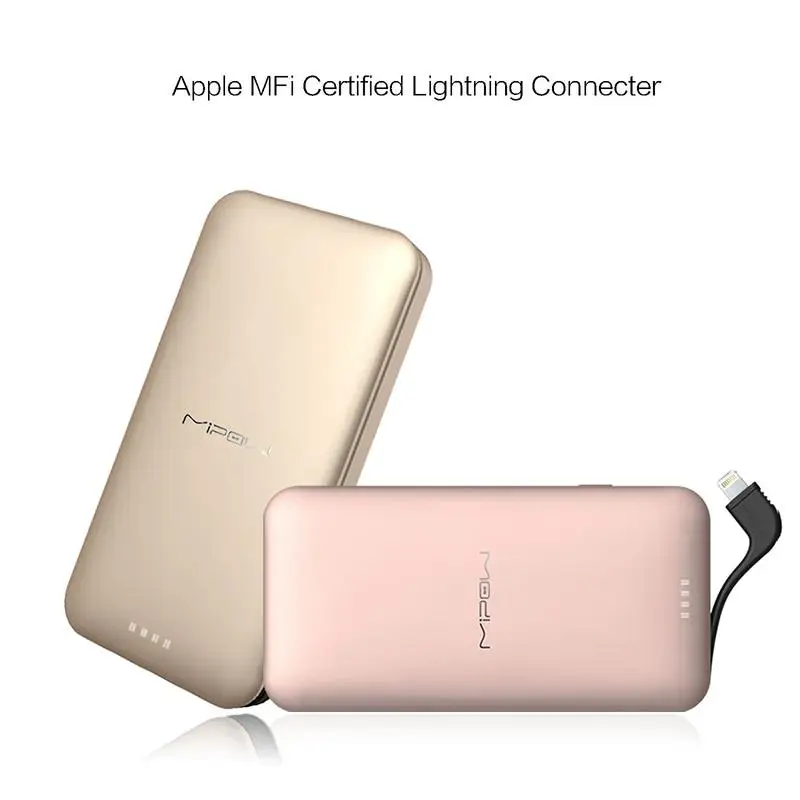 Mipow 10000mAh power Bank 3A Быстрая зарядка с сертифицированным MFi разъемом ультра-тонкий