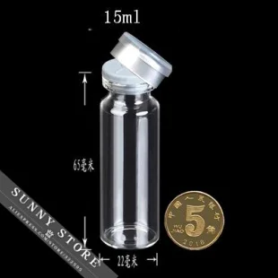 10 шт./лот 22x65x12 5 мм 15 мл бутылки с пробкой из бутилкаучука алюминиевые стеклянные