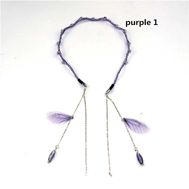 purple 1 Милые цветы, жемчуг, ободок для волос, серьги с кисточками, обруч для волос, резинки для волос, ободок для волос для женщин, девушек, аксессуары для волос - Цвет: purple 1