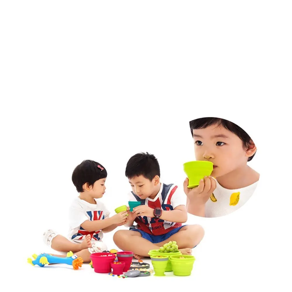 2 шт. 200 мл дорожная чашка из нержавеющей стали и силикона выдвижные складные