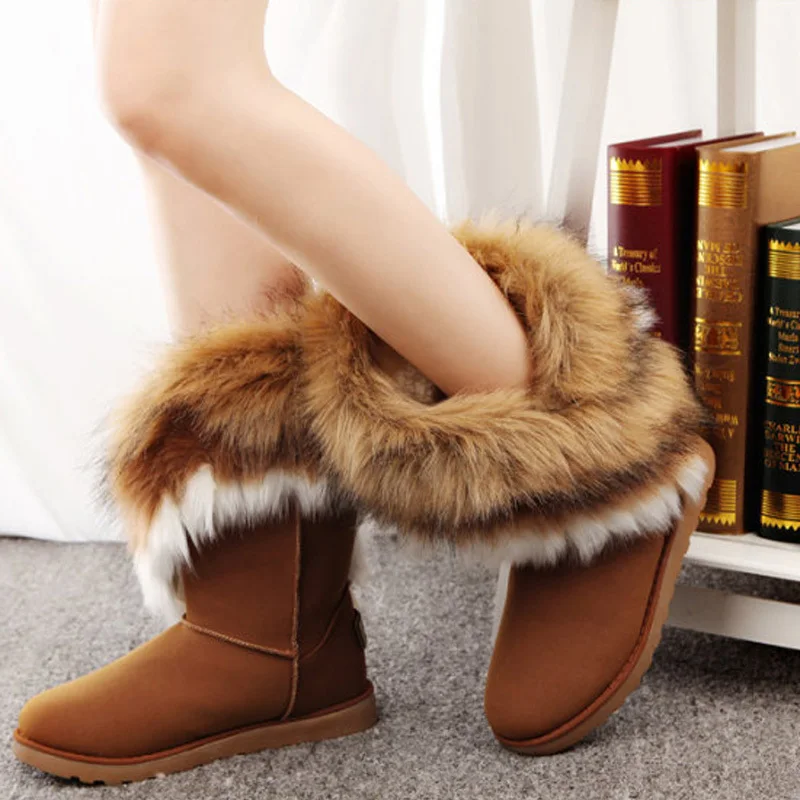 High Quality Fox Hair Women Snow Boots 