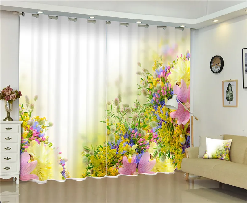 

Morden Blackout Window Curtain flowers 3D Curtains For girls Bedding room Living room Hotel Drapes Cortinas De Sala