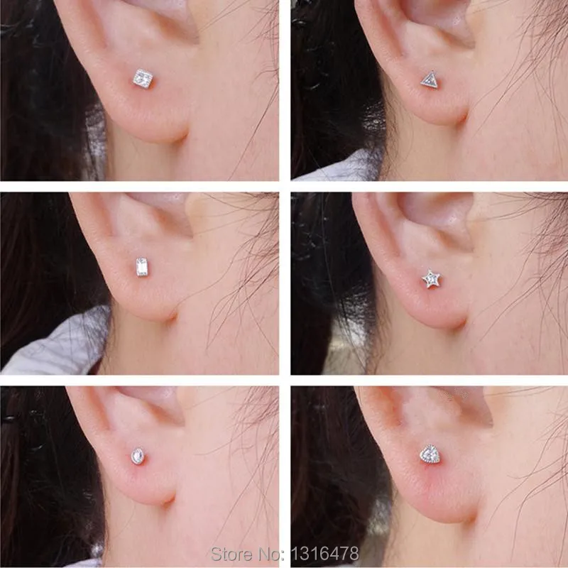 Женские серьги гвоздики из серебра 925 пробы с геометрическим дизайном|earring