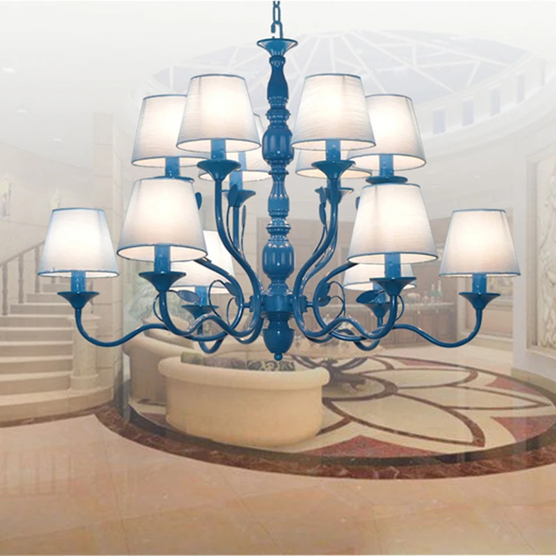 The American village living room chandelier Mediterranean style bedroom garden lamp simple European Restaurant Candle Chandelier | Лампы и