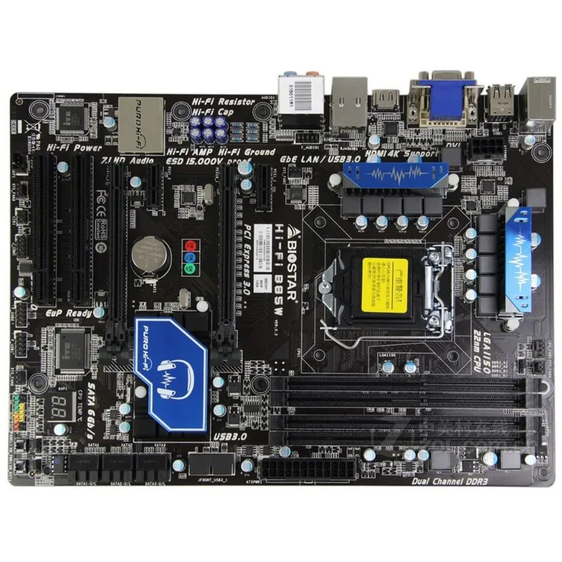 Для материнской платы BIOSTAR Hi Fi B85W б/у B85 LGA 1150 DDR3 32G SATA3 USB3.0|lga 1150|lg motherboardmotherboard lg |