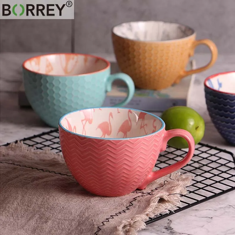 Китайская фарфоровая чайная чашка BORREY керамическая кофейная с ручной росписью