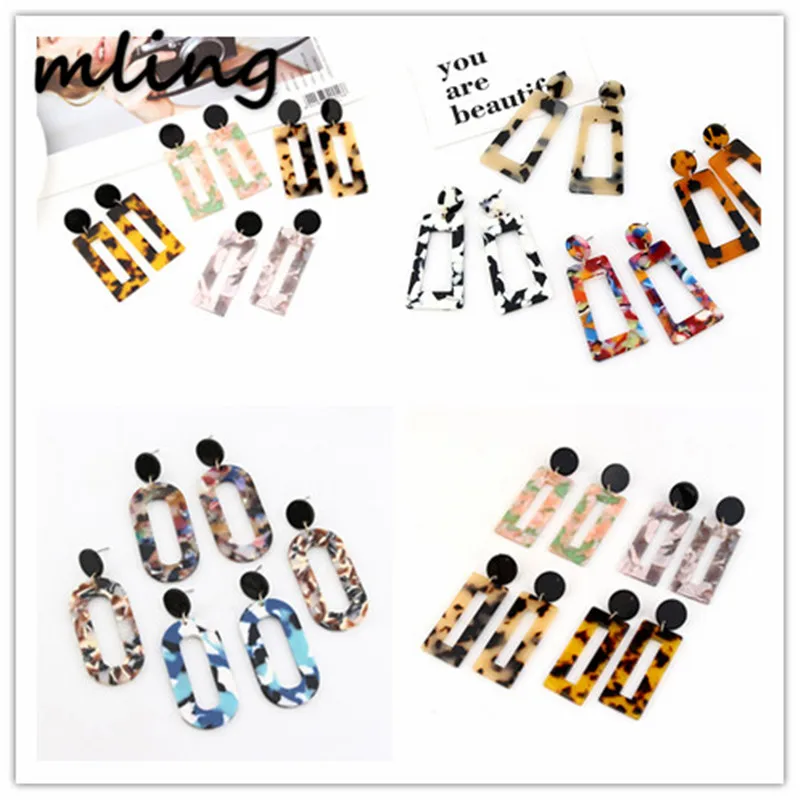 2019 New Fashion Leopard Grain Multi-Color Big Hook Acrylic Earrings Special Design Drop Earring for Women gift# | Украшения и