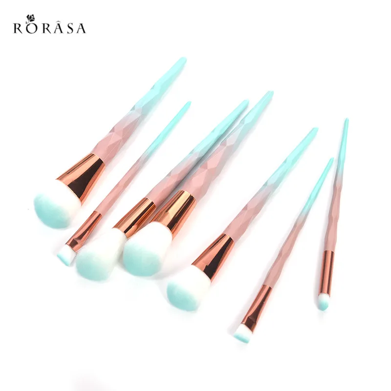 

7/10pcs Unicon Diamond Makeup Brush Set Macaron Blending Foundation Powder Eyeshadow Cosmetics Brushes Green Makeup Brush Kits
