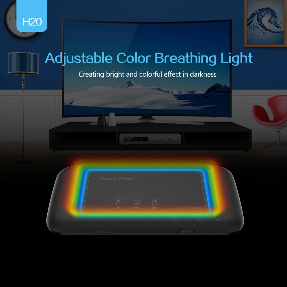 Беспроводная клавиатура H20 Airmouse с подсветкой 2 4 ГГц ручной ИК пульт