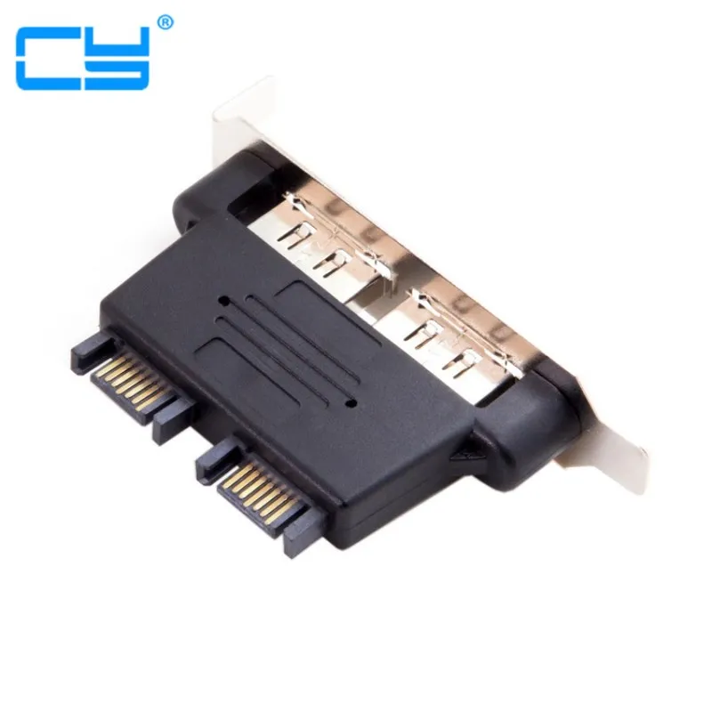 Адаптер с двумя портами SATA 7pin на Esata 7Pin штекер-штекер низкопрофильным кронштейном