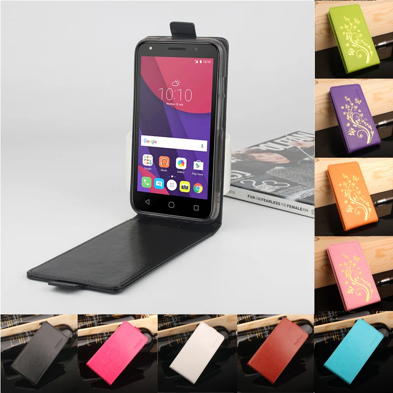 Alcatel One Touch Pixi 4 5 0 5045D 5045X флип чехол Роскошный кожаный для 4G Вертикальная задняя