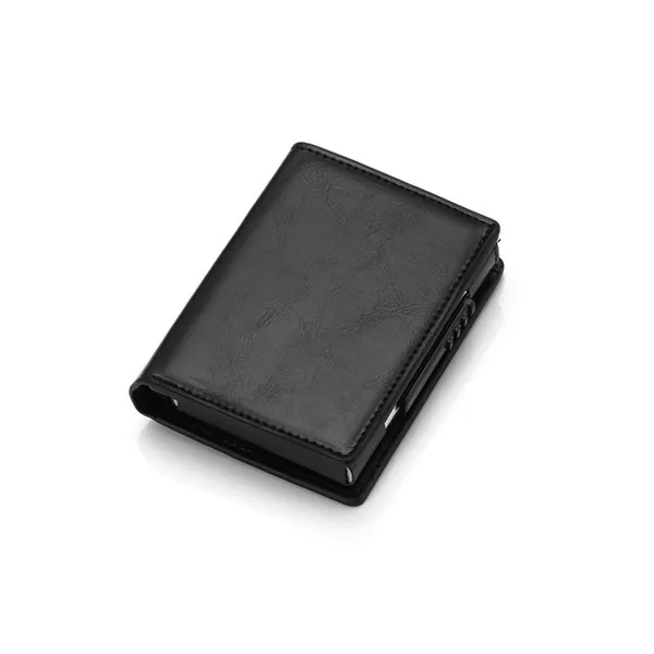 ZOVYVOL, Rfid кошелек, мужская сумка для денег, тонкий мини-кошелек, мужской металлический алюминиевый кошелек для карт, волшебный тонкий маленький смарт-кошелек для мужчин - Цвет: CrazyHorse BlackX-36