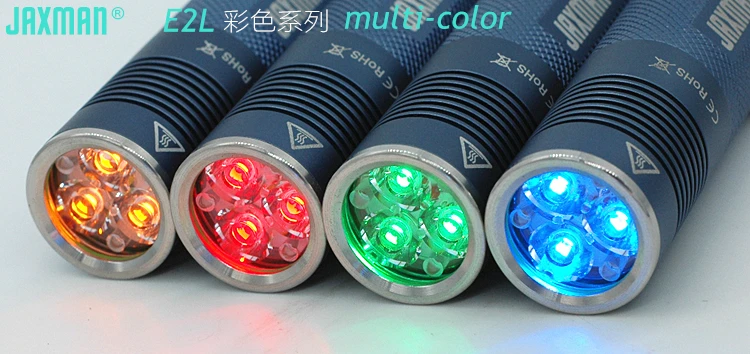 JAXMAN E2L цвет 3LED TIR объектив красный зеленый синий желтый светильник 18650 вспышка светильник