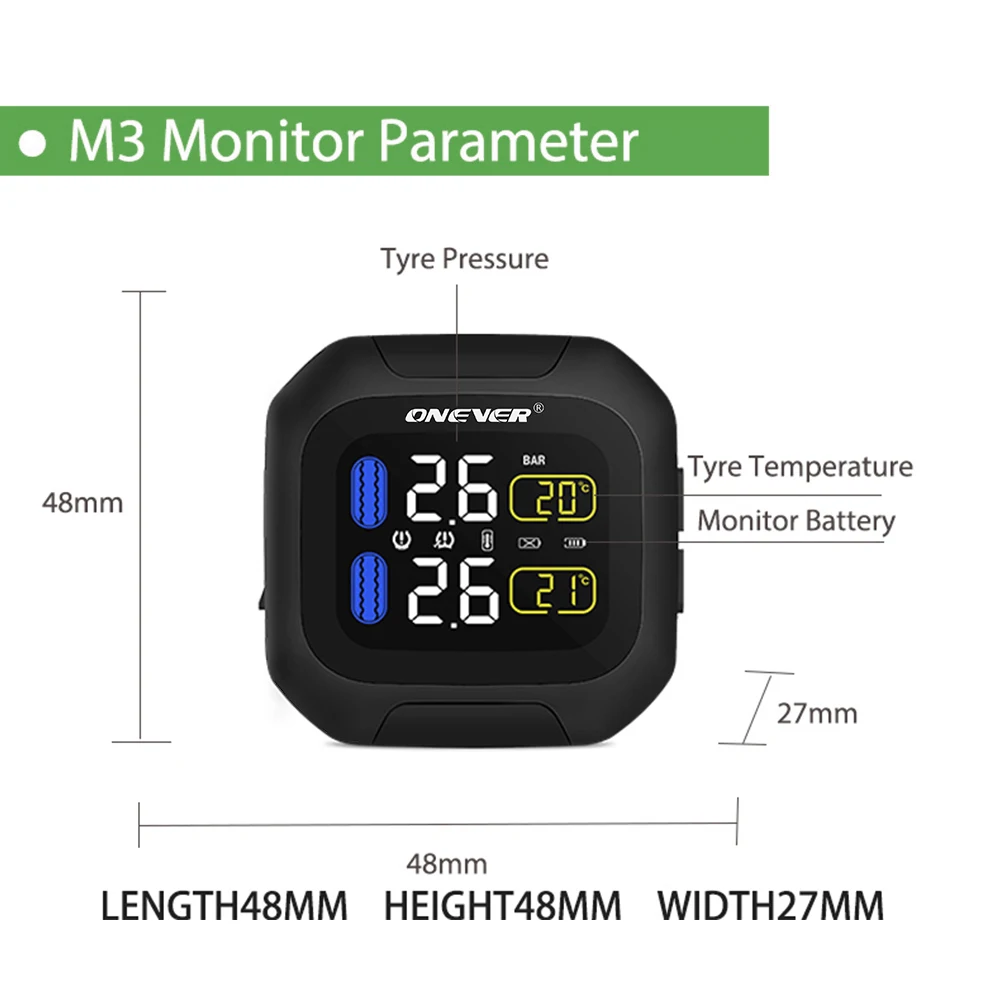Система контроля давления в шинах Onever 2 внешних датчика с ЖК дисплеем|tyre pressure
