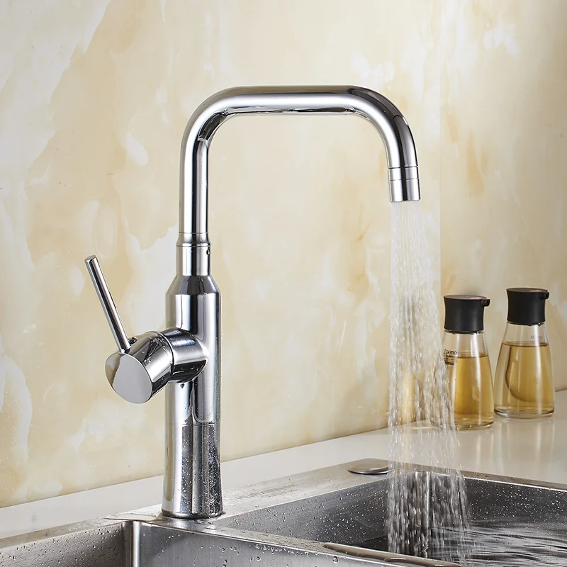 Azeta Modern Chrome Kitchen Tap Brass Material Mixer Deck Mounted Sink Faucet torneira cozinha AT9508 | Обустройство дома