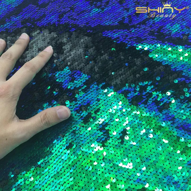 5ftx9ft зеленый и черный обратимым блесток фон Шторы изменилось Зеленый Русалка