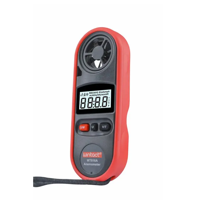 Цифровой анемометр IP67, скорость воздуха, шкала-10~ 45C C/F, измерение температуры 30 м/с, ЖК-дисплей, индикатор скорости ветра