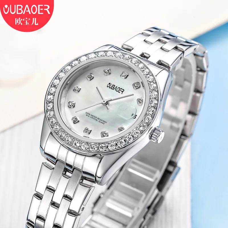 Женские кварцевые часы бренд oubaoer водонепроницаемые женские Роскошные наручные