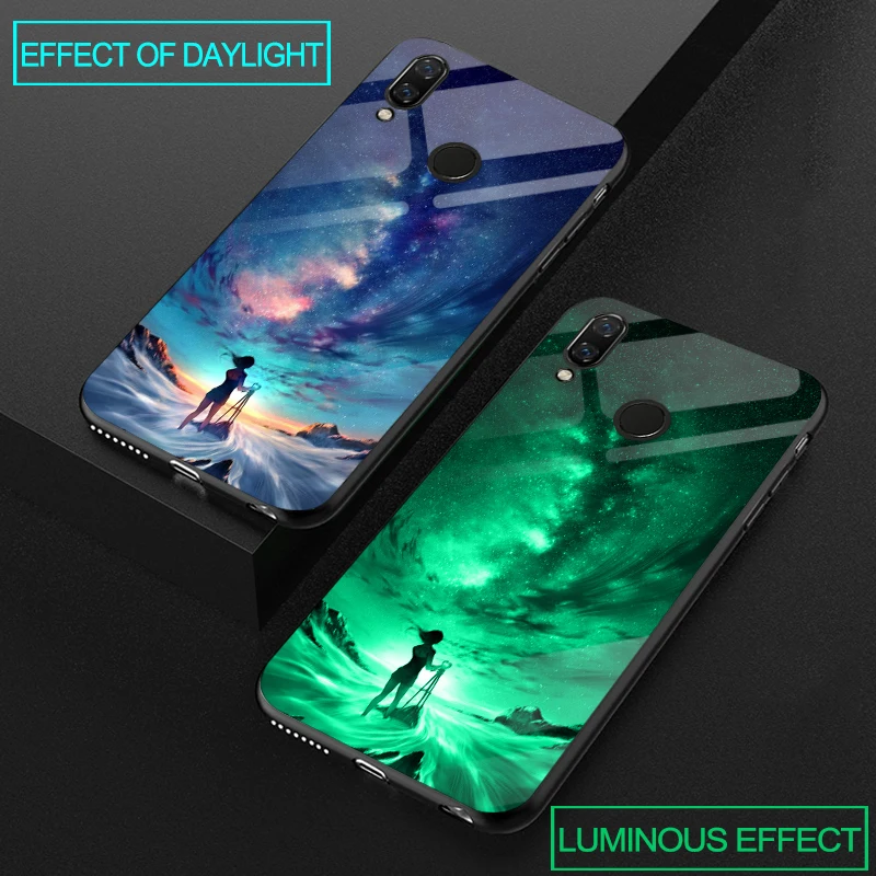 Роскошный светящийся стеклянный чехол для Huawei Nova 2 Plus 2i 2S Coque Рождественский / 3 3i