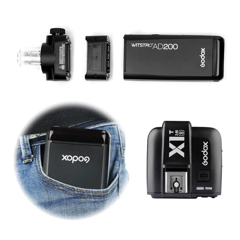 AD200 add X1TS Godox AD200 200Ws ttl 2,4G HSS 1/8000s Карманный светильник-вспышка с двойной головкой с литиевой батареей 2900 мАч, светильник-вспышка, светильник-вспышка ning - Цвет: AD200 add X1TS