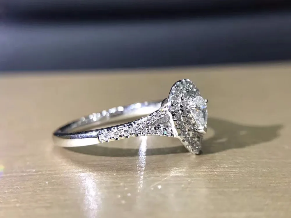 Кольцо для помолвки обручальное кольцо с натуральным бриллиантом 18 К белое