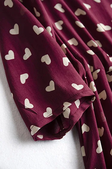 Женское длинное платье из натурального шелка с круглым вырезом и принтом в виде