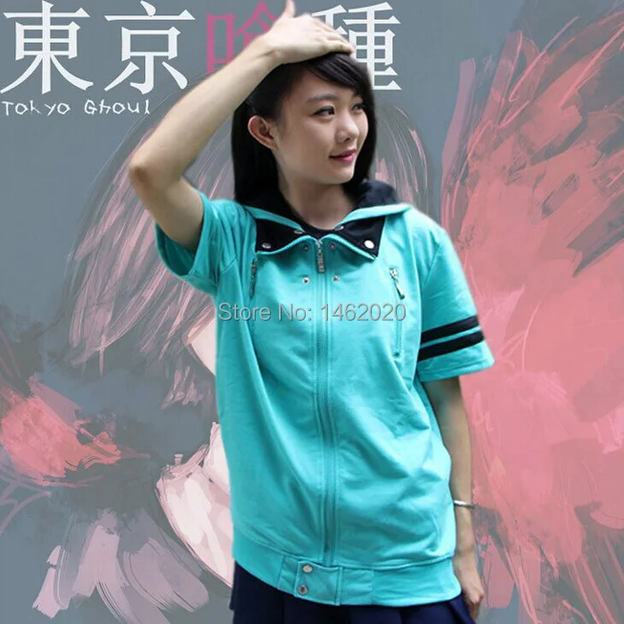 

Tokyo Ghoul Ken Kaneki Cosplay Costume Hoodies Coat Women Men Jackets Short Sleeve Hooded Sweatshirts Sportwear