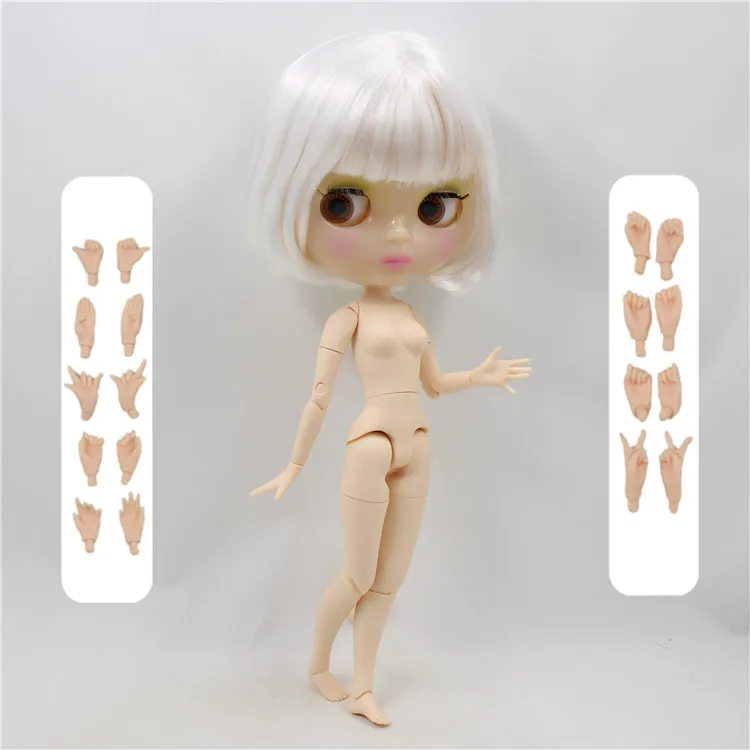 doll with hand AB Ледяная фабрика blyth кукла 1/6 bjd 150BL136 белые волосы белая кожа шарнир тела полупрозрачное лицо 30 см - Цвет: doll with hand AB