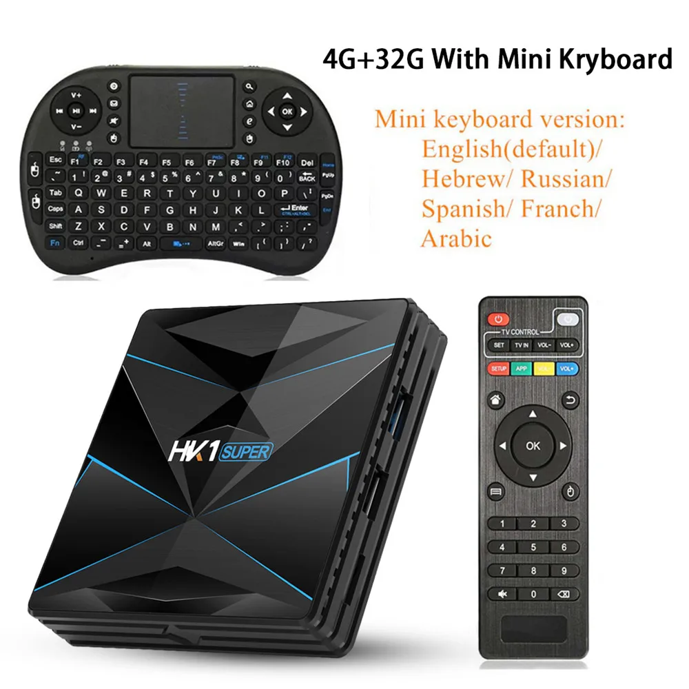 4G 32G with Keyboard HK1 супер Android 9,0 ТВ приставка Google Assistant RK3318 4K 3D Utral 4G 64G tv Wifi Play Store Бесплатные приложения быстрая приставка - Цвет: 4G 32G with Keyboard