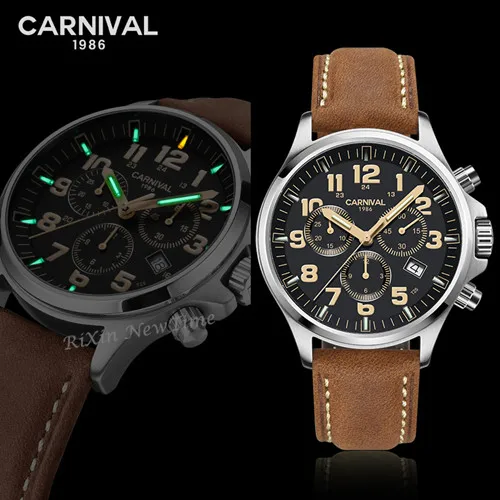 Silver C8818 brow Хронограф T25 Тритий Светящиеся секундомер часы для мужчин люксовый бренд Ronda кварцевые мужские часы полностью стальные часы erkek kol saati reloj uhr - Цвет: Silver C8818 brow