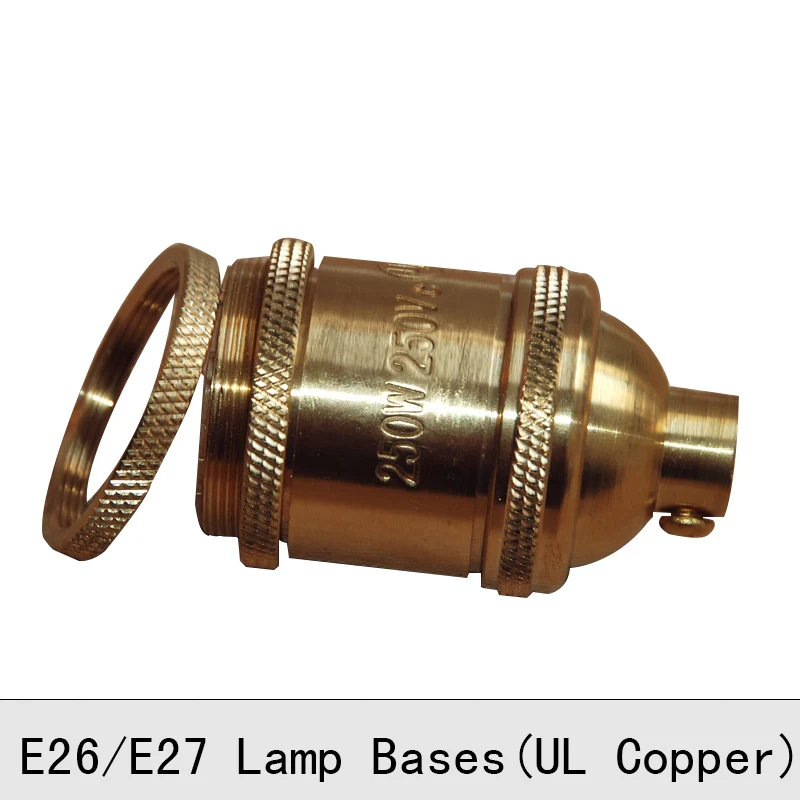 Винтажный держатель лампы Эдисона медный латунный винтовой патрон E26 E27 250V UL