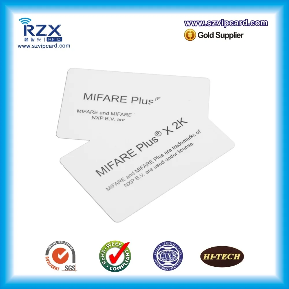 Бесплатная доставка 20 шт. Пустая карточка из ПВХ MIFARE Plus X 2 K (4 байт UID) карта