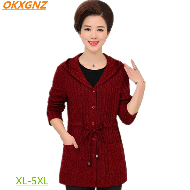 Для мужчин и женщин среднего возраста Женские вязаный жакет осень весна новые