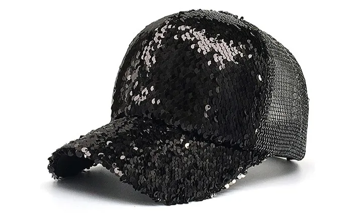 Новая мода повседневное блесток Snapback бейсболка регулируемая бейсболка для женщин на лето и весну Черный, Розовый Золото кепки s Открытый
