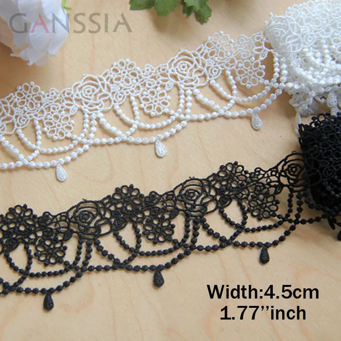 

1yard Width:4.5cm Gorgeous Bead Chain Lace Water Soluble Laces Trims for Garment Curtain Sewing Accessories (ss-432)