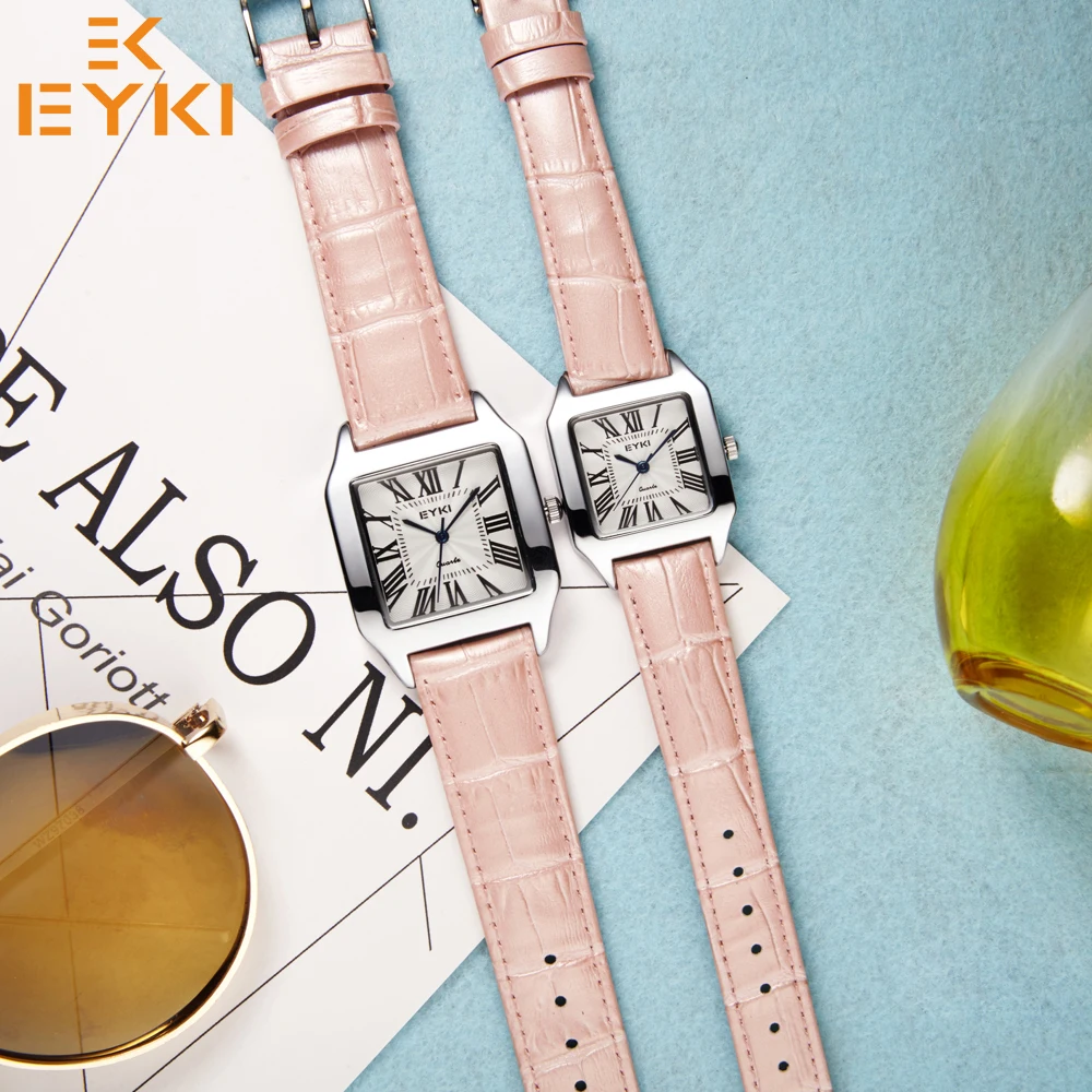 EYKI Fashion Women's Quartz Wristwatches Girlfriend Watch Two Size Waterproof Leather Strap  Relogios Feminino Reloj Mujer Clock