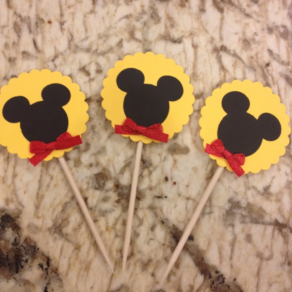 

12 mouse Mouse Cupcake Topper - Yellow