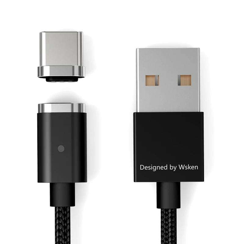 WSKEN Mini 2 металлический магнитный кабель type C для передачи данных type-C Быстрая зарядка для samsung S8 huawei Xiaomi - Цвет: Black