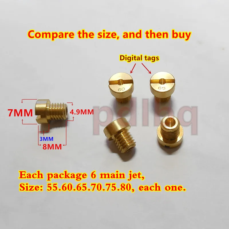 

(6 pcs/pack)DELLORTO Carburetor main Jets PHBG Carb JNC 5MM thread main Injector nozzle for SHA Tomos A35 Targa LX Sprint