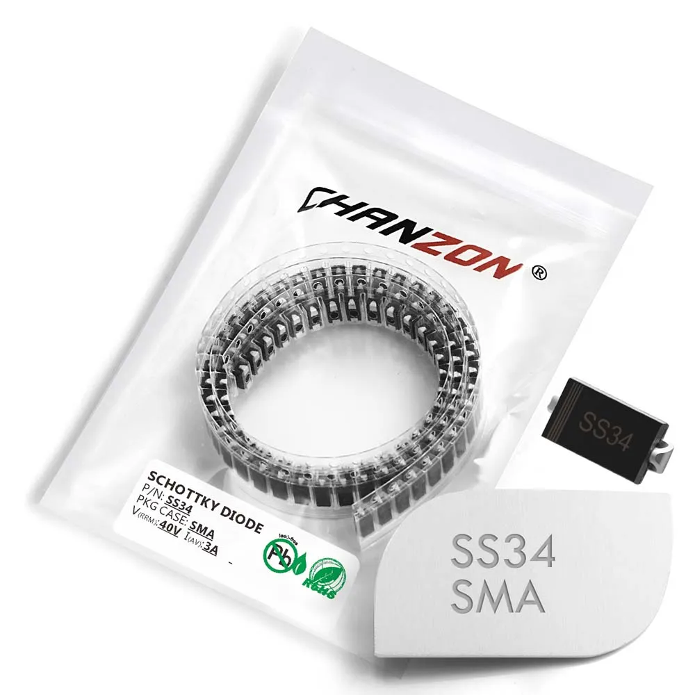 (100 шт.) SS34 SMD Schottky барьер выпрямитель диоды 3A 40 V SMA (DO 214AC) 3 Ампер вольт|rectifier diode|diode
