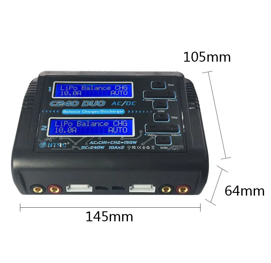 HTRC C240 DUO AC 150W DC 240W Dual Channel 10A RC Balance lipo зарядное устройство с гарнитурой для