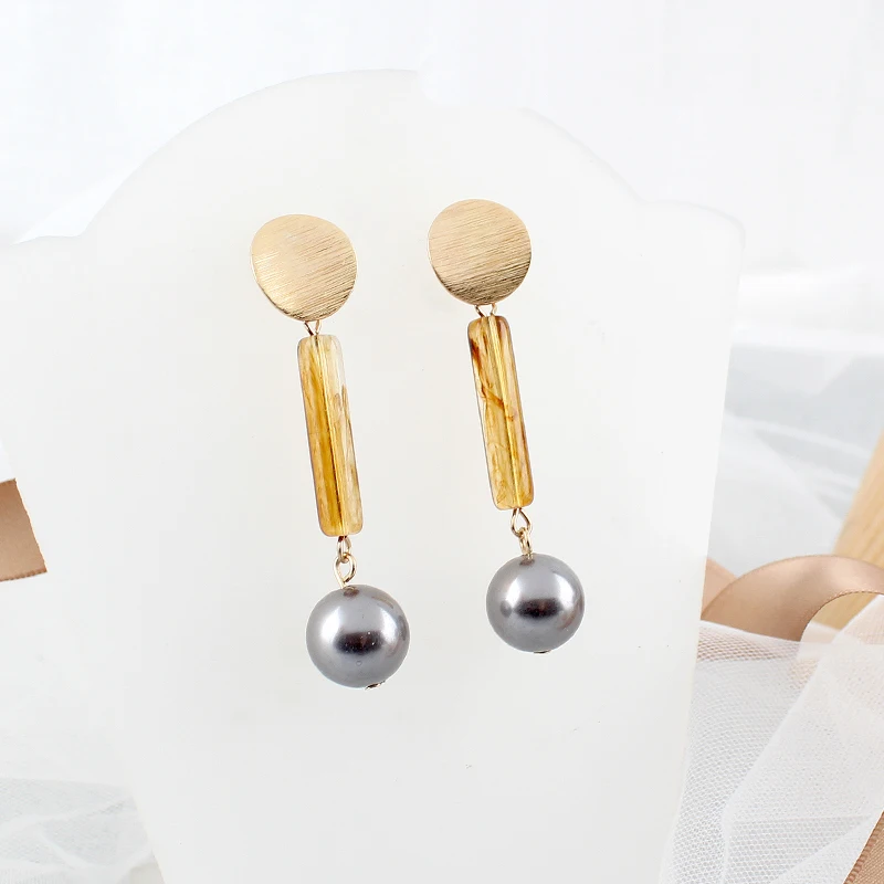 Новый винтажный серый фон с искусственным жемчугом свисающие серьги для женщин